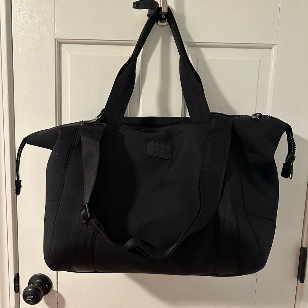 Dagne Dover Black Neoprene Landon Carryall Duffle bag